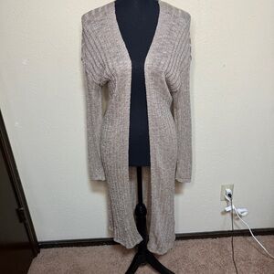 Express Ribbed Log line Knit Cardigan - Cream Glitter